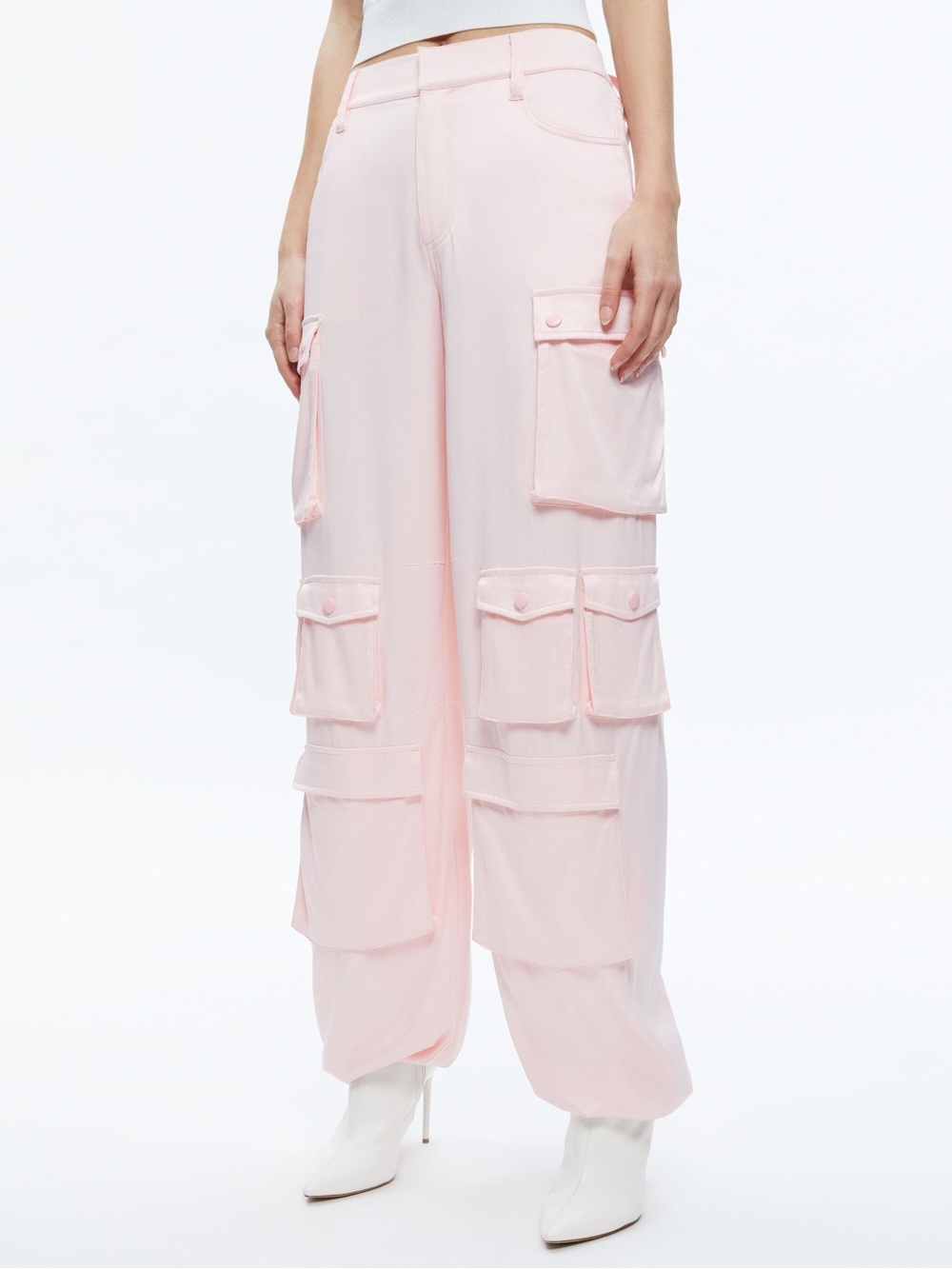 Alice‎ + Olivia, Olympia Mid-Rise Baggy Cargo Pink Pants, Size 8